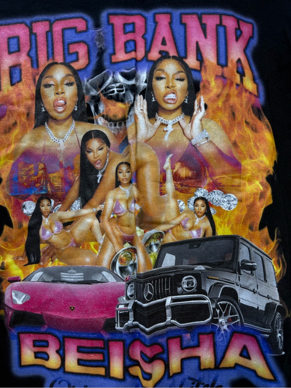 Big Bank Beisha Graphic Tee - Black with Multicolor Print - Picture 3 of 6